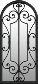 vidaXL Oglindă de grădină, negru, 100x45 cm, fier, uz exterior