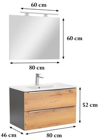 Mobilier complet de baie Vario Trim 80 antracit-stejar