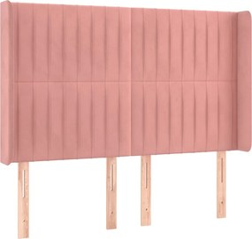 vidaXL Tăblie de pat cu aripioare, roz, 147x16x118/128 cm, catifea