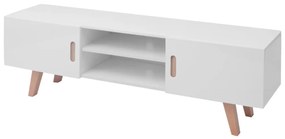 Stativ TV, alb lucios, 150 x 35 x 48,5 cm, MDF