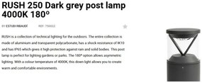Mini Stalp LED iluminat exterior simetric 180º IP65 RUSH 25cm 4000K