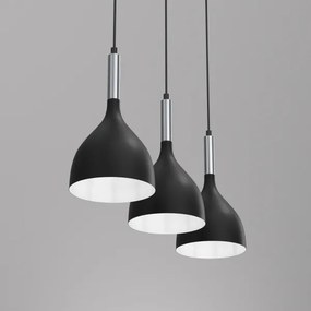 Lustră pe cablu NOAK 3xE27/60W/230V neagră/crom lucios