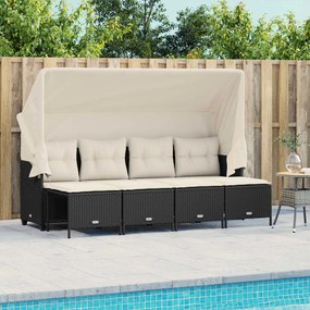 vidaXL Set mobilier de grădină cu perne, 5 piese, negru, poliratan