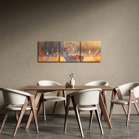 Tablou - Cerb în câmp (cu ceas) (90x30 cm)