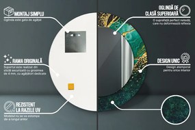 Oglinda rotunda cu rama imprimata Green de marmură fi 50 cm