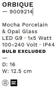 Aplica baie protectie IP44, Portelan mocha, ORBIQUE 16cm