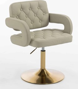 HR8403N Scaun Ecru Piele Ecologica Premium Soft cu Bază Aurie