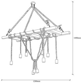 Candelabru suspendat pe cablu EREBOS 12xE27/40W/230V, maro