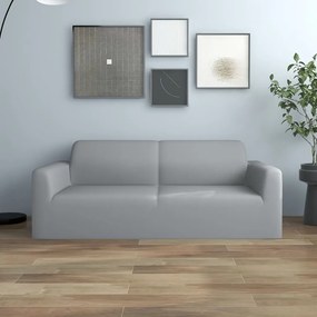 Husa elastica pentru canapea cu 2 locuri poliester jerseu, gri 1, Gri, Canapea cu 2 locuri