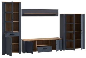 Set Living Boho Stejar Riviera Si Stejar Bleumarin, 362.5 Cm