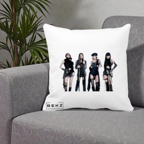 Perna Personalizata K-pop BLACKPINK Tinute Negre Elegante Grup, 40x40 cm, Alba Mata, Husa Detasabila, Perna Inclusa, BEKZ®