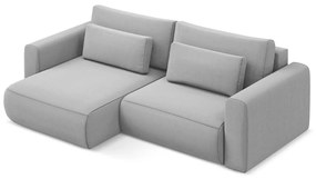 Colțar gri deschis extensibil/cu spațiu de depozitare cu tapițerie din catifea (cu colț pe partea stângă/cu șezlong) Kapua – Makamii