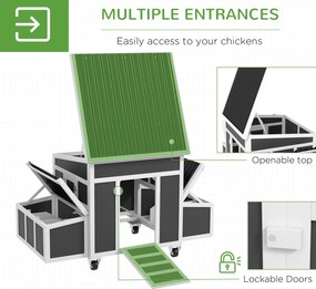 PawHut Adăpost din Lemn pentru Găini cu Cuib pentru Ouă pentru 6 Găini, Gri Închis | Aosom Romania