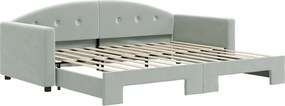 vidaXL Pat de zi cu extensie, gri deschis, 90x200 cm, catifea