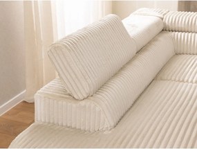 Colțar bej cu tapițerie din catifea reiată (cu colț pe partea stângă/în formă de ”L”) Marbeya – Ropez