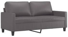 359139 vidaXL Canapea cu 2 locuri, gri, 140 cm, piele ecologică