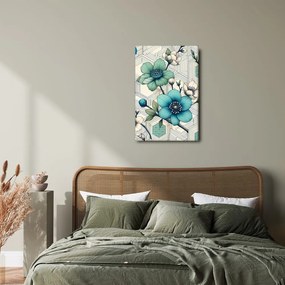 Tablou mozaic floral în tonuri de turcoaz