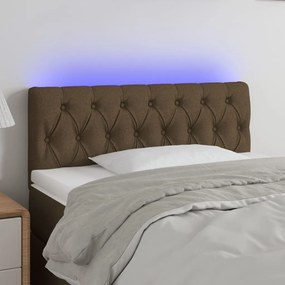 Tablie de pat cu LED, maro inchis, 90x7x78 88 cm, textil 1, Maro inchis, 90 x 7 x 78 88 cm