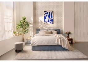 Pat matrimonial albastru tapițat cu spațiu de depozitare cu somieră 180x200 cm Thessa Pillow – Bonami Selection