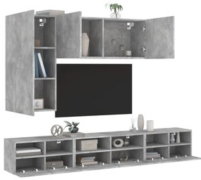 3216561 vidaXL Comode TV de perete, 5 piese, gri beton, lemn prelucrat