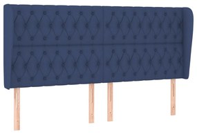 3118312 vidaXL Tăblie de pat cu aripioare, albastru, 183x23x118/128 cm, textil