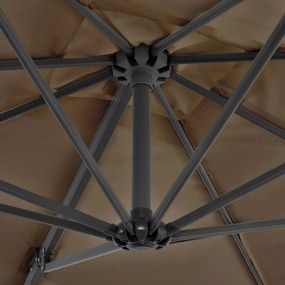 Umbrela suspendata cu stalp din aluminiu taupe 250x250 cm Gri taupe, 250 x 250 cm