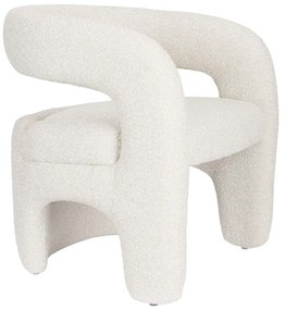 Fotoliu alb cu tapițerie din țesătură bouclé Nova – White Label