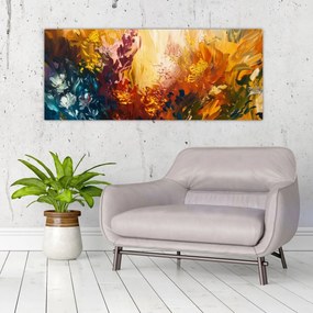 Tablou - pictură abstractă de flori (120x50 cm)