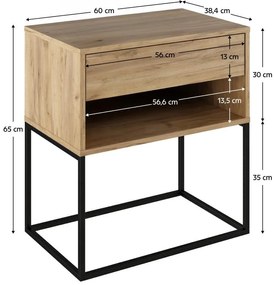 Noptieră Autor (stejar artisan + negru) . 1116236