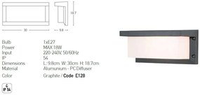 Aplica de perete pentru iluminat exterior, IP54 Cinco grafit
