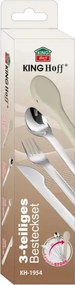 Set de 3 tacâmuri Kinghoff KH 1954, Cutie de depozitare din silicon, Oțel inoxidabil, Argint