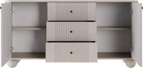 Comodă cu sertare Vesper 160 cm - cașmir / mânere negre / picioare rotunde