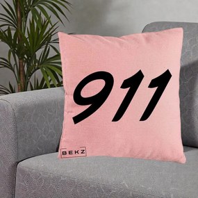 Perna Personalizata 911 Bold, 40x40 cm, Roz, Husa Detasabila, Perna Inclusa, BEKZ®