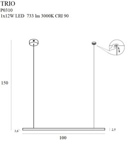 Lustra LED design modern TRIO 1 negru