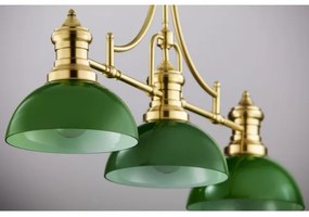 Lustră cu tijă PLATINO Jupiter 2074, 3xE27/15W/230V, verde/auriu