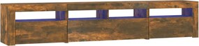 vidaXL Comodă TV cu lumini LED, stejar fumuriu, 210x35x40 cm