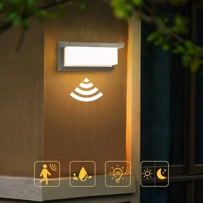 Aplică LED de exterior cu senzor Brilagi BRICKY LED/12W/230V gri IP54