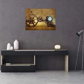 Tablou pe sticlă cu aparatele istorice ale ceasurilor (70x50 cm)