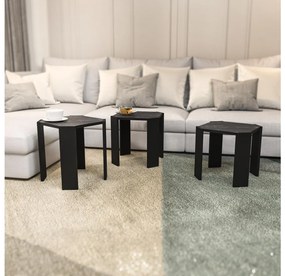 Set 3 măsuțe cafea Lorizolla (marmură negru + Negru). 1106452