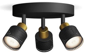 Spot Philips NIALL 3xGU10/5W/230V negru/alamă