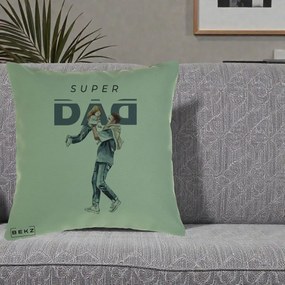 Cadou pentru Tata - Perna Personalizata Super DAD Tata si Fiica, 40x40 cm, Verde, Husa Detasabila, Perna Inclusa, BEKZ®
