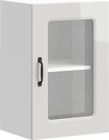 vidaXL Dulap bucătărie cu ușă sticlă Kalmar lemn prelucrat alb lucios