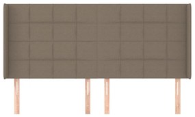 Tablie de pat cu aripioare gri taupe 203x16x118 128 cm textil 1, Gri taupe, 203 x 16 x 118 128 cm