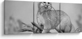 Tablou - Vulpe gri (cu ceas) (90x30 cm)