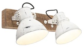 Spot industrial alb cu lemn de mango 2 lumini - Mango