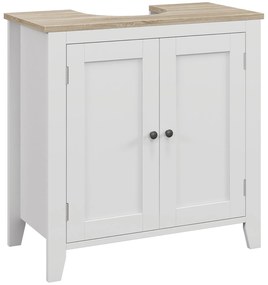 kleankin Dulap pentru Baie, Dulap Sub Chiuvetă, Dulap de Baie cu Formă de U și Raft Intern Reglabil, 60x30x60cm, Alb | Aosom Romania