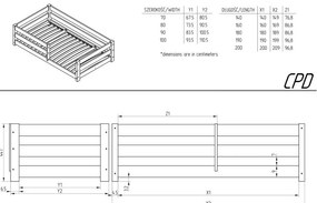 Pat pentru copii în culoare naturală din lemn de pin cu spațiu de depozitare 80x140 cm Mila CPD – Adeko