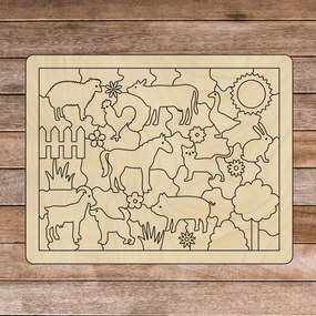 Ajutor senzorial din lemn Montessori - Animale de fermă | SENTOP H018 Plop