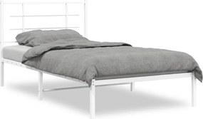 vidaXL Cadru de pat metalic cu tăblie, alb, 100x190 cm