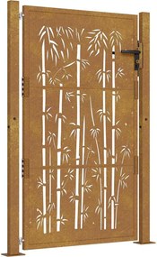 vidaXL Poartă de grădină 100x125 cm, oțel corten, design bambus